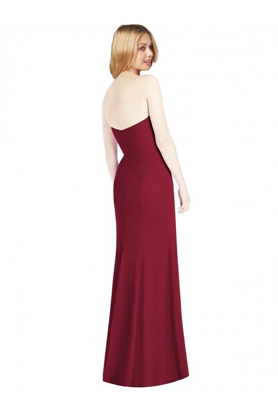 Outlet Strapless Chiffon Trumpet Bridesmaid Dress with Front Slit