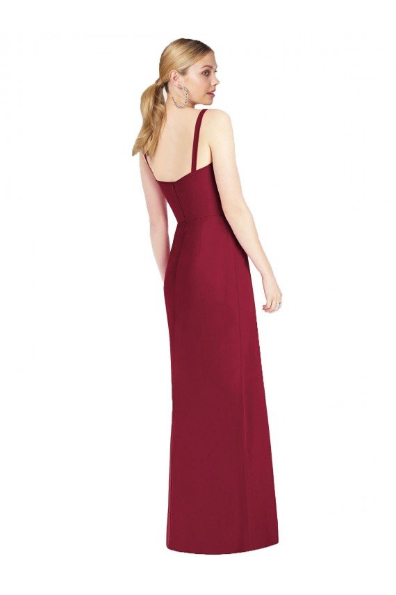 Outlet Spaghetti Straps Mermaid Chiffon Bridesmaid Dress with Side Front Slit