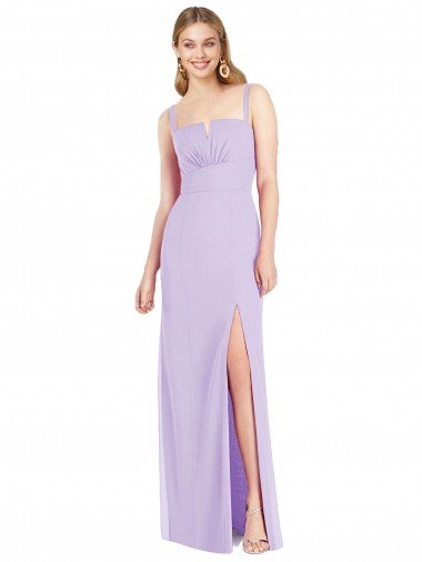 Outlet Spaghetti Straps Mermaid Chiffon Bridesmaid Dress with Side Front Slit