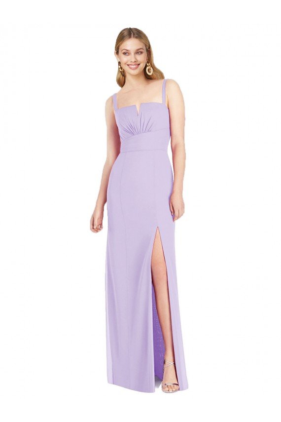 Outlet Spaghetti Straps Mermaid Chiffon Bridesmaid Dress with Side Front Slit