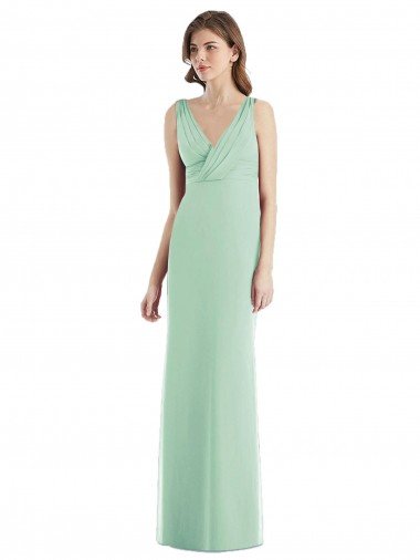 Outlet Sleek Open Back Chiffon V-Neck Bridesmaid Dress