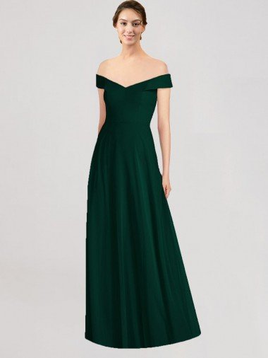 Outlet Full length Off the Shoulder Chiffon Bridesmaid Dress