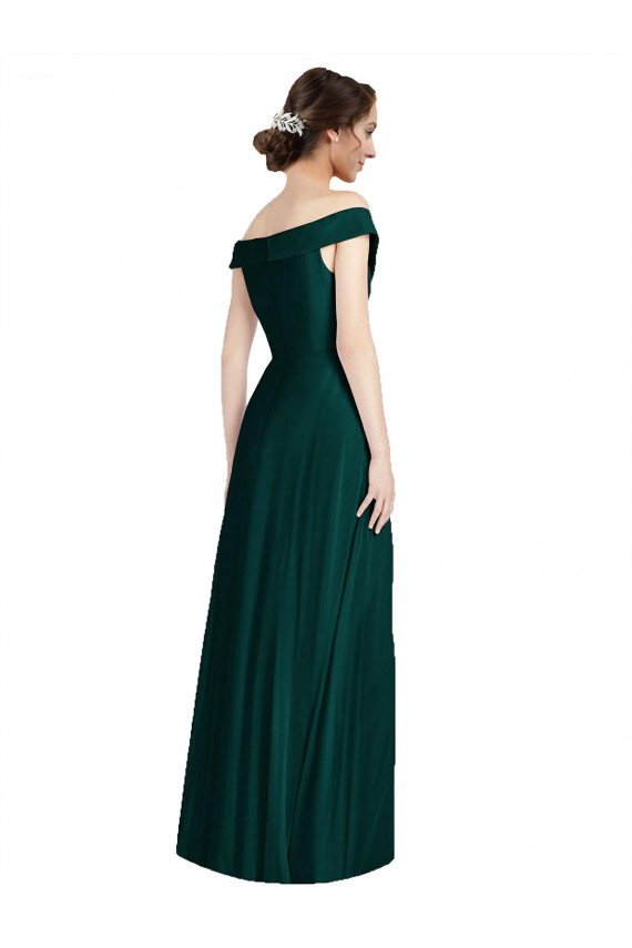 Outlet Full length Off the Shoulder Chiffon Bridesmaid Dress