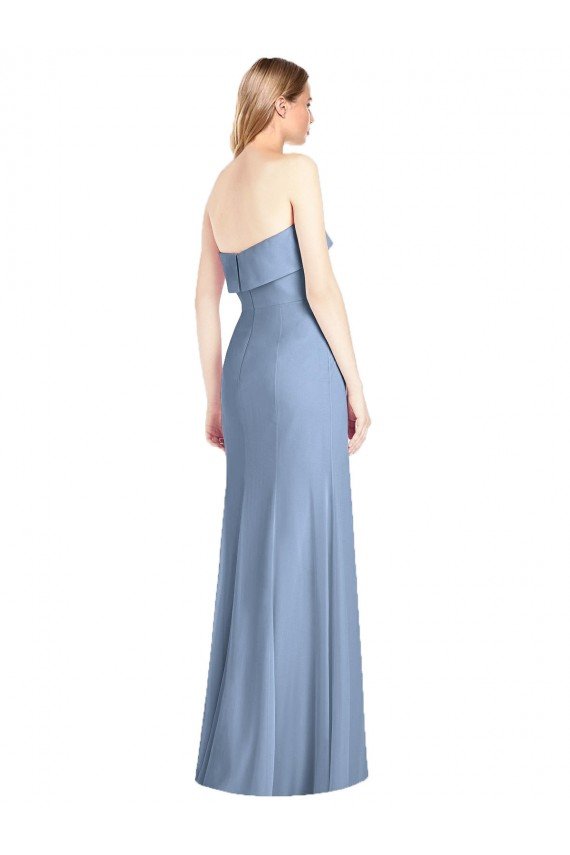 Outlet Trumpet Full Length Strapless Chiffon Bridesmaid Dress with Slit