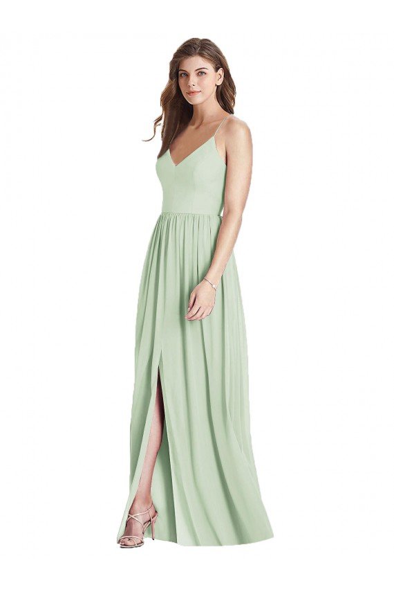 Outlet Criss Cross Strap Backless Maxi Long Chiffon Bridesmaid Dress