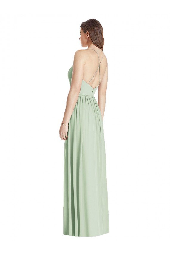 Outlet Criss Cross Strap Backless Maxi Long Chiffon Bridesmaid Dress