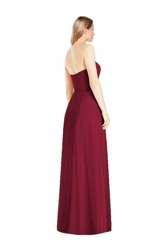 Outlet Strapless Notch Chiffon Maxi Bridesmaid Dress