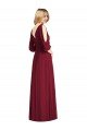 Outlet Draped V-Neck Bell Sleeves V-Back Chiffon Bridesmaid Dress