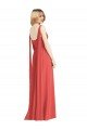 Outlet Full-Length V-Neck Chiffon Bridesmaid Dress Streamers Back