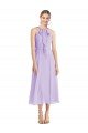 Outlet Midi Length Halter Plunging V-Back Chiffon Bridesmaid Dress / Cocktail Dress