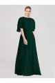 Outlet Full-Length Flutter Sleeves Plunging V Back Chiffon Bridesmaid Dress
