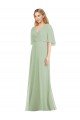 Outlet Full Length Lux Chiffon Flutter Sleeves Bridesmaid Dress