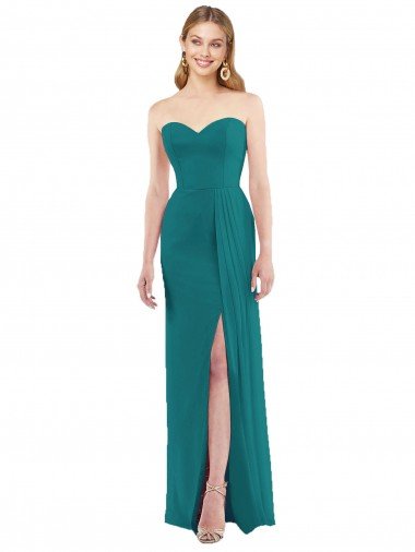 Outlet Sweetheart Neckline Lux Chiffon Bridesmaid Dress with Side Slit