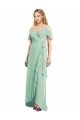 Outlet High Low Off the Shoulder Wrap Chiffon Bridesmaid Dress 