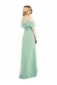 Outlet High Low Off the Shoulder Wrap Chiffon Bridesmaid Dress 