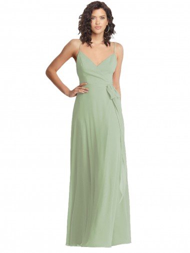 Outlet V-Neck Low Back Maxi Formal Wrap Chiffon Bridesmaid Dress