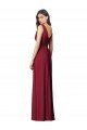 Outlet Draped V-Neck Shirred Chiffon Maxi Bridesmaid Dress
