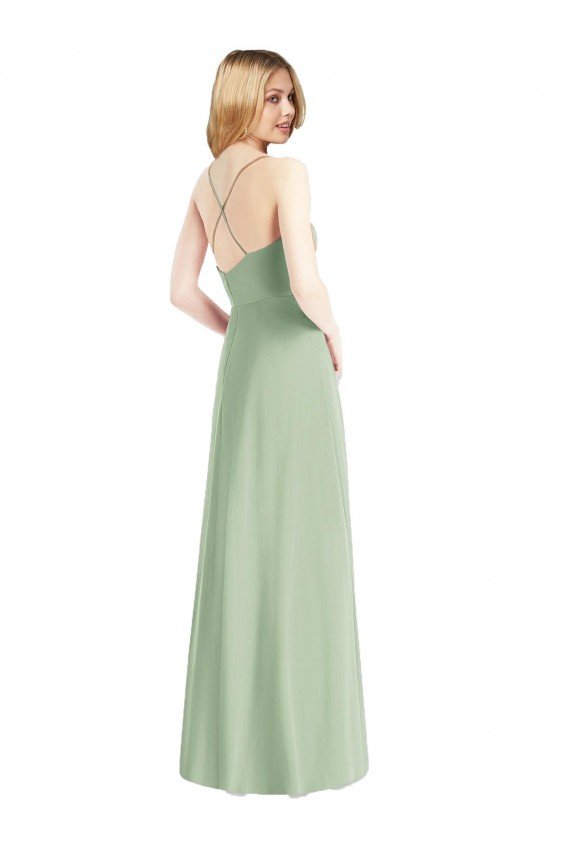 Outlet Cowl Neck Criss Cross Back Chiffon Maxi Bridesmaid Dress