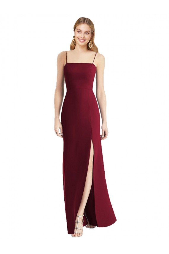 Outlet Tie-Back Cutout Trumpet Chiffon Bridesmaid Dress with Front Slit
