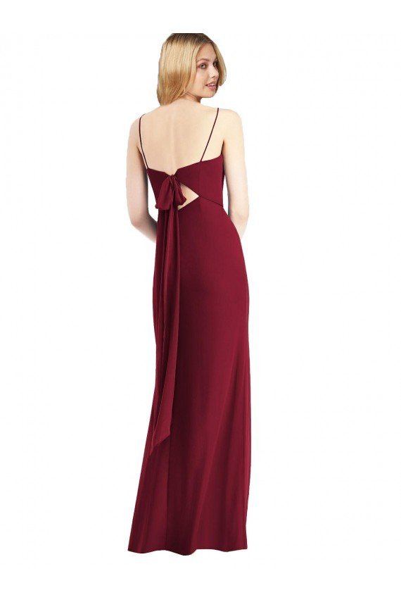 Outlet Tie-Back Cutout Trumpet Chiffon Bridesmaid Dress with Front Slit