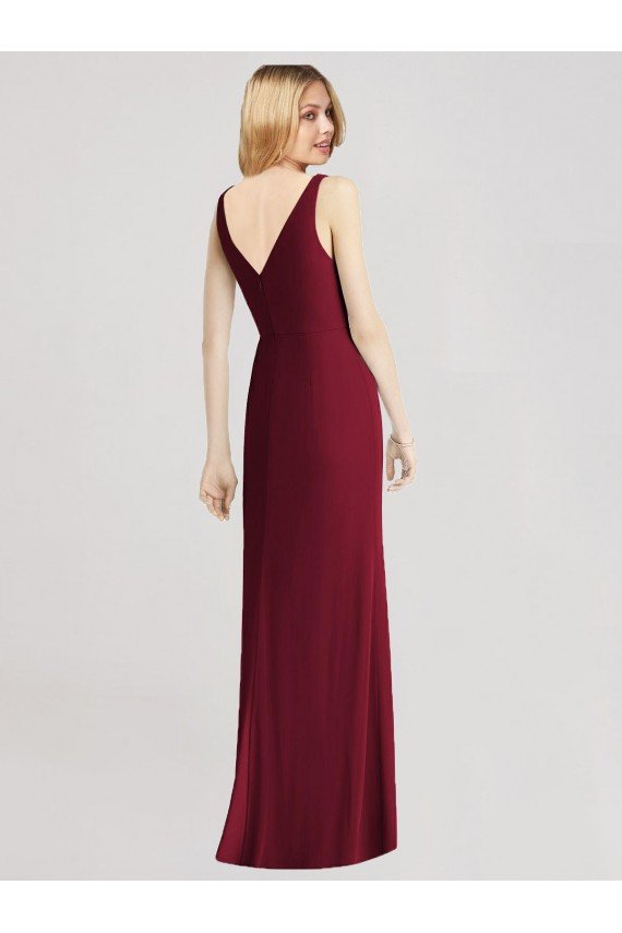 Outlet Sleeveless V-Back Long Trumpet Chiffon Bridesmaid Dress