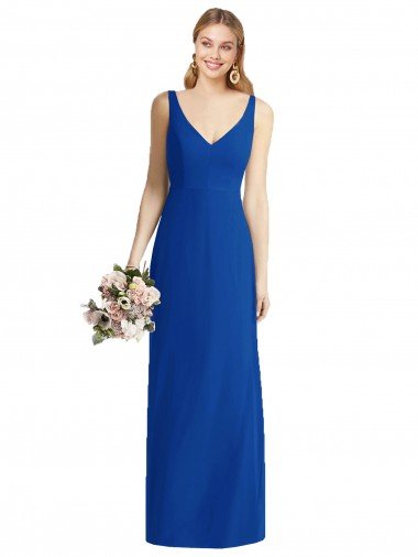 Outlet Sleeveless V-Back Long Trumpet Chiffon Bridesmaid Dress