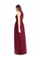 Outlet Shirred Skirt Jewel Neck Halter Chiffon Bridesmaid Dress with Front Slit