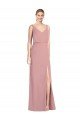 Outlet Blouson Bodice Chiffon Bridesmaid Dress with Front Slit