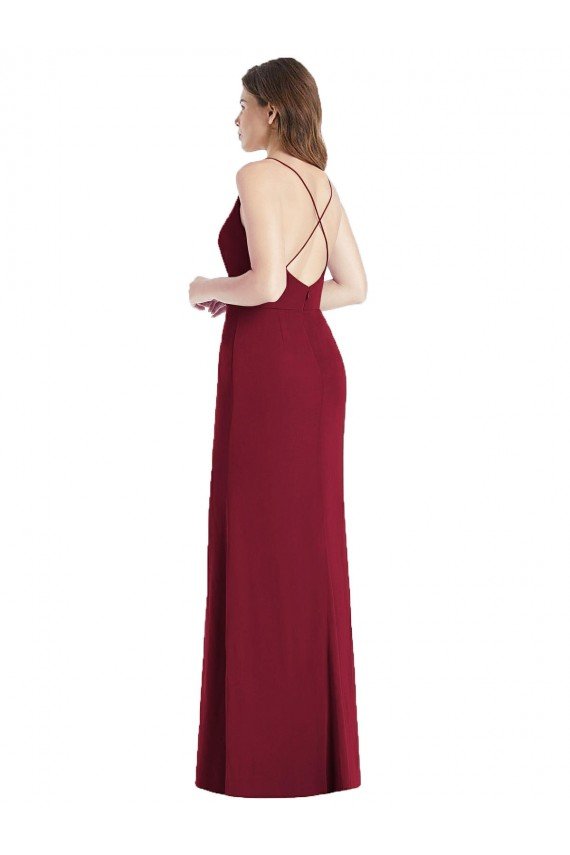 Outlet Criss Cross Back Mermaid Wrap Chiffon Bridesmaid Dress