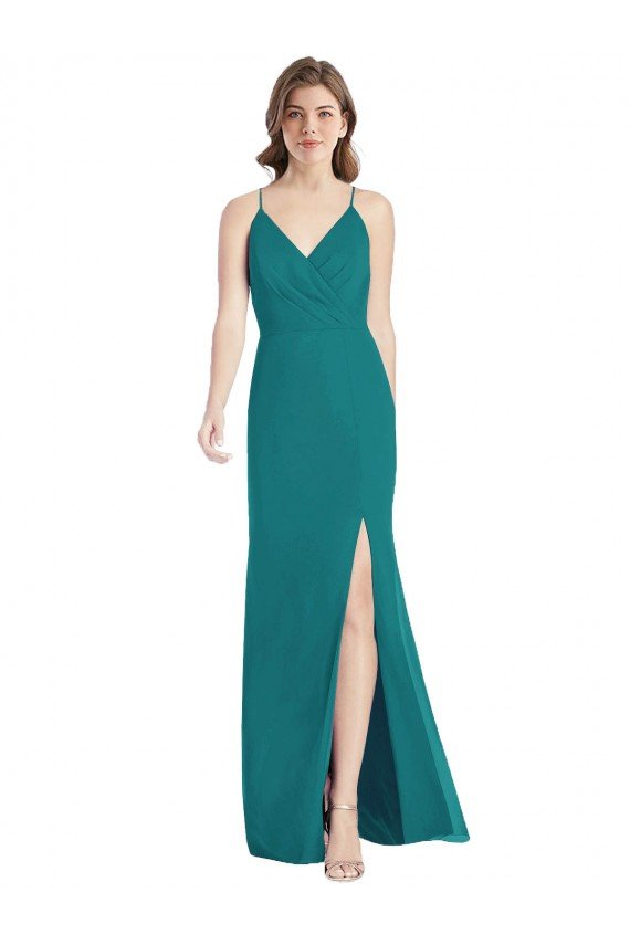 Outlet Criss Cross Back Mermaid Wrap Chiffon Bridesmaid Dress