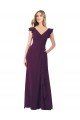 Outlet Ruffle Cap Sleeves Long Chiffon Bridesmaid Dress