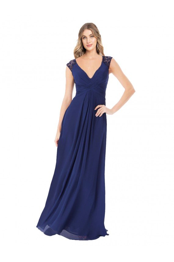 Outlet Embroidered Keyhole Back Chiffon Bridesmaid Dress