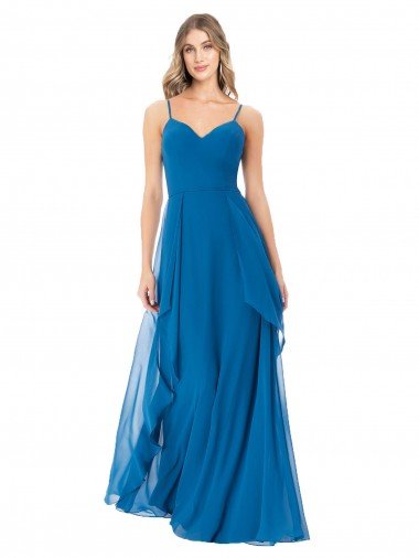 Outlet Simple Sweetheart Chiffon Bridesmaid Dress with Cascading Overlay