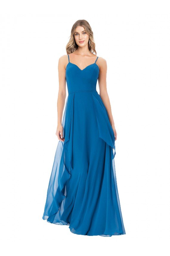 Outlet Simple Sweetheart Chiffon Bridesmaid Dress with Cascading Overlay