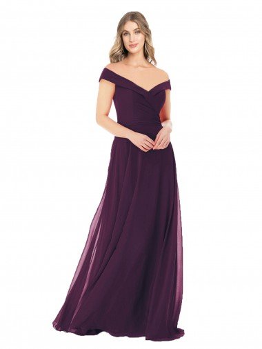 Outlet Classic Off the Shoulder Draped Chiffon Bridesmaid Dress