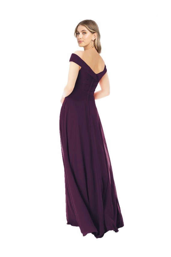 Outlet Classic Off the Shoulder Draped Chiffon Bridesmaid Dress