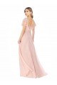 Outlet Flutter Cap Sleeves Square Neck Ruffle Chiffon Bridesmaid Dress with Pockets
