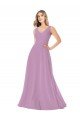 Outlet Simple Chiffon V-Neck Bridesmaid Dress with Draped V-Back