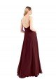 Outlet Spaghetti Straps V-Neck Long Chiffon Bridesmaid Dress with Side Slit