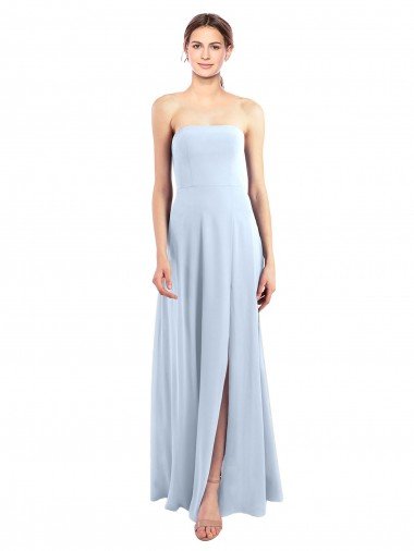 Outlet Fitted Strapless Full Length Chiffon Bridesmaid Dress with Front Slit