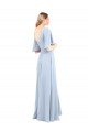 Outlet V-Neckline and Cascading Flutter Sleeves Chiffon Bridesmaid Dress with Front Slit