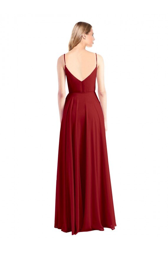 Outlet A-Line Spaghetti Straps V-Neckline Chiffon Bridesmaid Dress Open Back