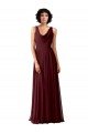 Outlet Draped Cowl Neck Long Chiffon Bridesmaid Dress with Wide Straps