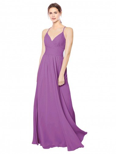 Outlet Braided Straps Cross Back Sweetheart Chiffon Bridesmaid Dress