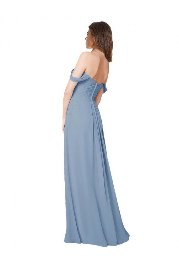 Outlet Empire Waist Off the Shoulder Chiffon Bridesmaid Dress with Sweetheart Bodice