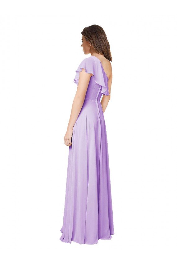 Outlet Draped One Shoulder Long Chiffon Bridesmaid Dress 
