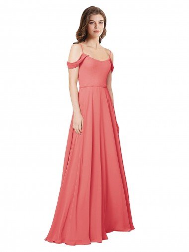 Outlet Draped Off the Shoulder Straps Chiffon Bridesmaid Dress