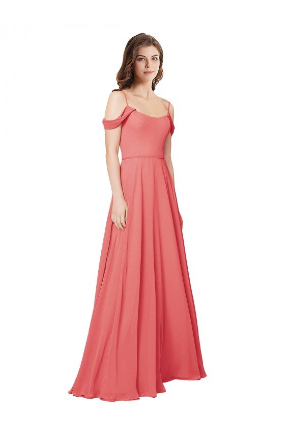 Outlet Draped Off the Shoulder Straps Chiffon Bridesmaid Dress