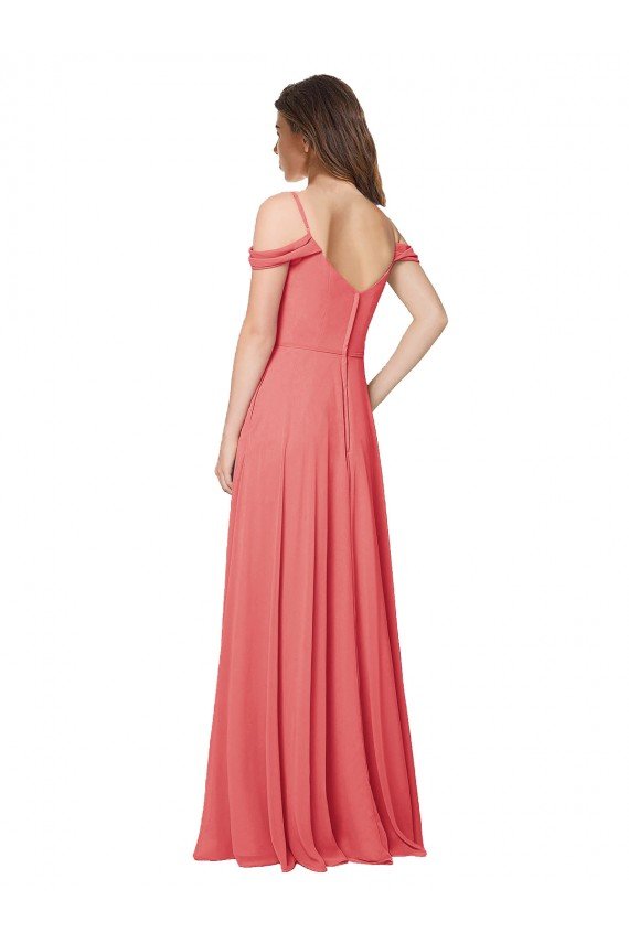 Outlet Draped Off the Shoulder Straps Chiffon Bridesmaid Dress