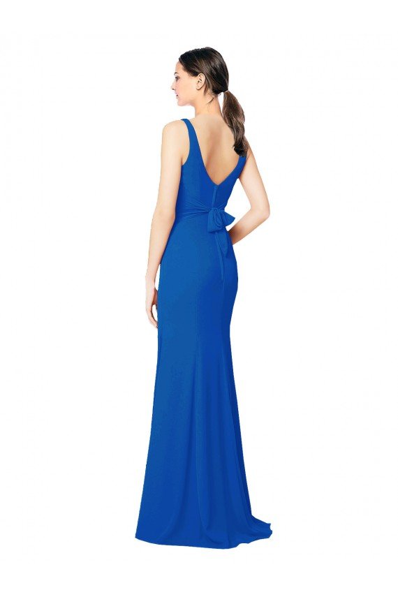 Outlet Low Back Sleeveless Chiffon Bridesmaid Dress with Side Slit